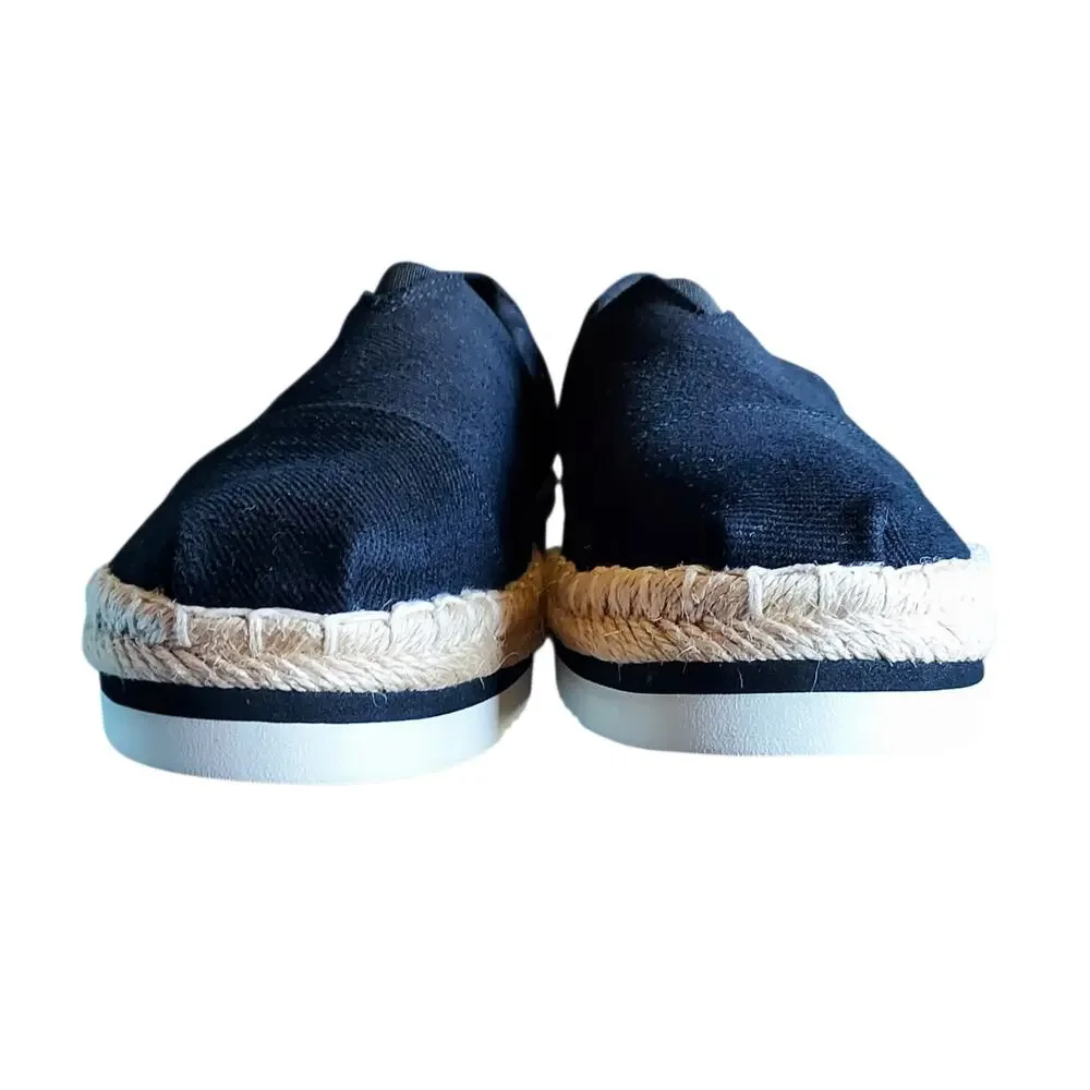 TOMS Women's Alpargata Platform Rope Espadrille Black Heavy Twill Shoes Size 7.5